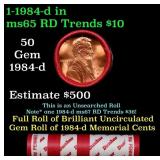 BU Shotgun Lincoln 1c roll, 1984-d 50 pcs Dunbar W