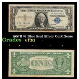 1957B $1 Blue Seal Silver Certificate Grades vf++