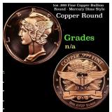1oz .999 Fine Copper Bullion Round - Mercury Dime