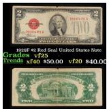 1928F $2 Red Seal United States Note Grades vf+