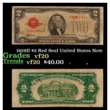 1928D $2 Red Seal United States Note Grades vf, ve