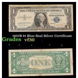 1957B $1 Blue Seal Silver Certificate Grades vf++