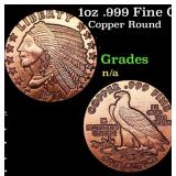 1oz .999 Fine Copper Bullion Round - Indian Gold C