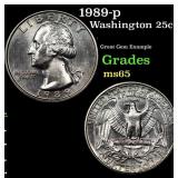 1989-p Washington Quarter 25c Grades GEM Unc