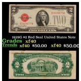 1928G $2 Red Seal United States Note Grades xf