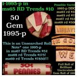 BU Shotgun Lincoln 1c roll, 1995-p 50 pcs Bank Wra