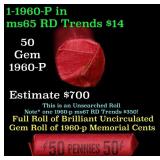 BU Shotgun Lincoln 1c roll, 1960-p 50 pcs Bank Wra