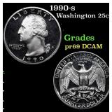 1990-s Proof Washington Quarter 25c Grades GEM++ P