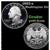 1993-s Proof Washington Quarter 25c Grades GEM++ P