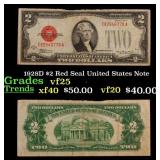 1928D $2 Red Seal United States Note Grades vf+