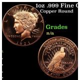 1oz .999 Fine Copper Bullion Round - Peace Dollar