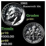 1961 Proof Roosevelt Dime 10c Grades GEM++ Proof