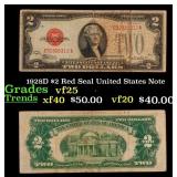1928D $2 Red Seal United States Note Grades vf+