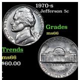 1970-s Jefferson Nickel 5c Grades GEM+ Unc