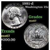 1981-d Washington Quarter 25c Grades GEM++ Unc