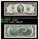 **Star Note** 2003 $2 Green Seal Federal Reserve N