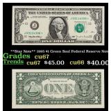 **Star Note** 1995 $1 Green Seal Federal Reserve N