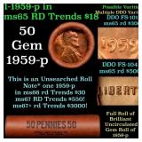 BU Shotgun Lincoln 1c roll, 1959-p 50 pcs Bank Wra