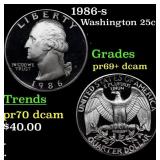 1986-s Proof Washington Quarter 25c Grades GEM++ P