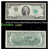 1976 $2 Green Seal Federal Reserve Note Grades Gem