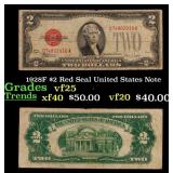 1928F $2 Red Seal United States Note Grades vf+