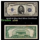 1934D $5 Blue Seal Silver Certificate Grades xf