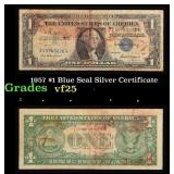 1957 $1 Blue Seal Silver Certificate Grades vf+