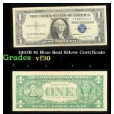 1957B $1 Blue Seal Silver Certificate Grades vf++