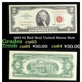 1963 $2 Red Seal United States Note Grades Gem CU