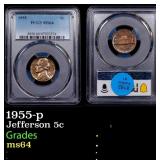1955-p Jefferson Nickel 5c ms64 PCGS