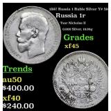 1897 Russia 1 Ruble Silver Y# 59.1 Grades xf+