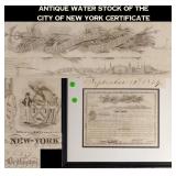Antique Water Stock of the City of New York Certif