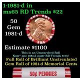 BU Shotgun Lincoln 1c roll, 1981-d 50 pcs Bank Wra