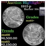 ***Major Highlight*** 1912-p Barber Half Dollars 5
