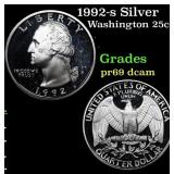 1992-s Silver Proof Washington Quarter 25c Grades