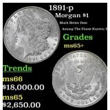 1891-p Morgan Dollar $1 ms65+ SEGS