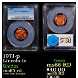 1971-p Lincoln Cent 1c ms65 rd PCGS