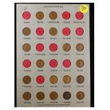 One Page of Lincoln Penny Coin Album - 18 Coins In
