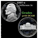 1997-s Proof Jefferson Nickel 5c Grades GEM++ Proo