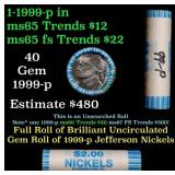 BU Shotgun Jefferson 5c roll, 1999-p 40 pcs Bank $