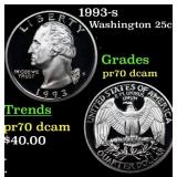 1993-s Proof Washington Quarter 25c Grades GEM++ P