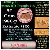 BU Shotgun Lincoln 1c roll, 1980-p 50 pcs Bank Wra