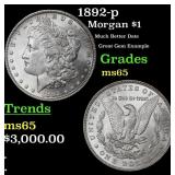 1892-p Morgan Dollar $1 ms65 SEGS