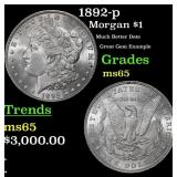 1892-p Morgan Dollar $1 ms65 SEGS