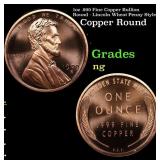 1oz .999 Fine Copper Bullion Round - Lincoln Wheat