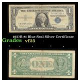 1957B $1 Blue Seal Silver Certificate Grades vf+