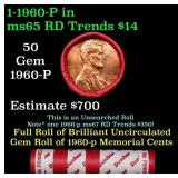 BU Shotgun Lincoln 1c roll, 1960-p 50 pcs Dunbar W