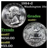 1984-d Washington Quarter 25c Grades GEM++ Unc
