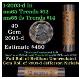 BU Shotgun Jefferson 5c roll, 2003-d 40 pcs Coin-T