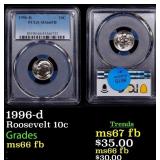 1996-d Roosevelt Dime 10c ms66 fb PCGS